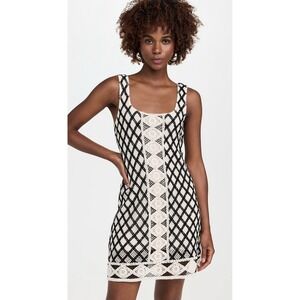 Z SUPPLY Women's S Black & Cream Playa Crochet Sleeveless Square Neck Mini Dress